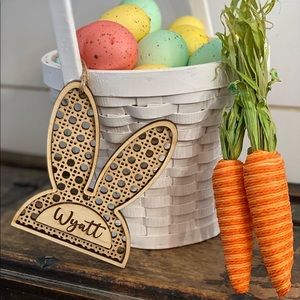 Rattan, Boho Easter tag, Easter basket name tag